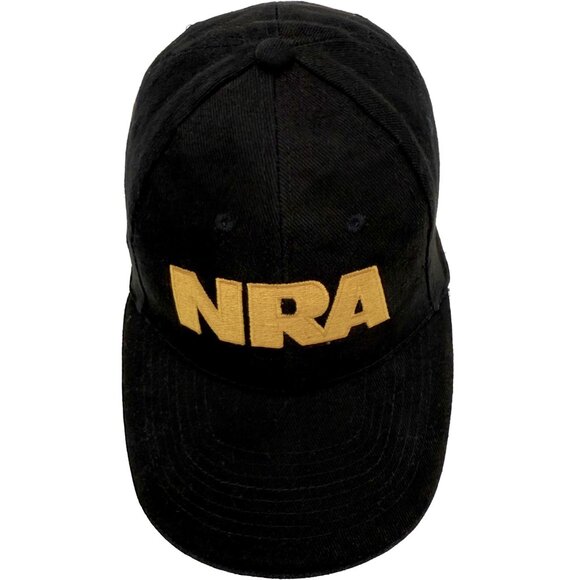 NRA Black / Gold Embroidered Strapback Cap – National Rifle Association Hat - Picture 6 of 11